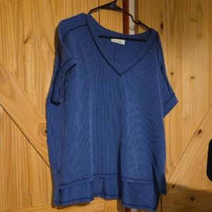 Zenana Outfitters Navy Ribbed Knit Top